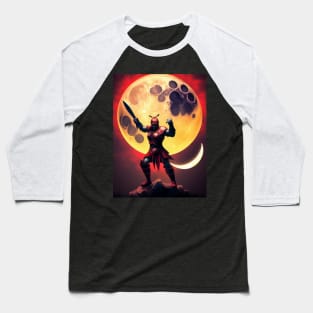 Red Moon Warrior art work Baseball T-Shirt